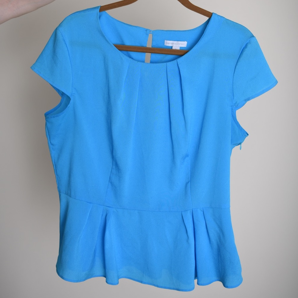 Blue pendulum top XL, blouse, work, dress, teal,